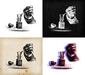 科学发现的古玩插图，摄影:摄影器材