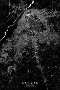 拉合尔，巴基斯坦矢量地图