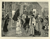 19世纪70年代，维多利亚时代，巴黎，卢浮宫，艺术学生临摹图画