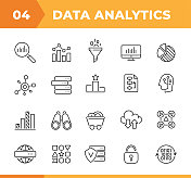 数据分析-线条图标。可编辑的中风。向量股票插图