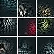 矢量半色调点梯度流动纹理图案收集设计，抽象背景