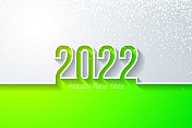 祝2022年新年快乐，金色闪光-白色背景
