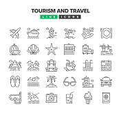 旅游和旅游线路图标集