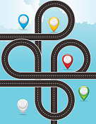 简单的道路信息图与大胆的颜色图标 简单的道路信息图与大胆的颜色图标