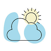 太阳与云-天气细线图标 太阳与云-天气细线图标