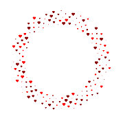 心形围成一圈，两种红色，大小随机，在复制空间周围