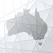 澳大利亚地图与网状网络在白色背景