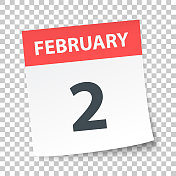 2月2日-每日日历在空白背景
