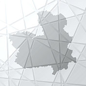 卡斯蒂利亚-拉曼查地图与网状网络在白色背景