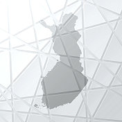 芬兰地图与网状网络在白色背景