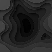 剪纸背景-黑色抽象波浪形状-时尚的3D设计