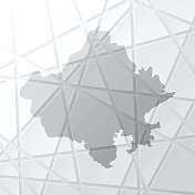 拉贾斯坦邦地图与网状网络在白色背景