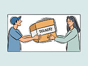 快递服务相关卡通风格矢量插图 快递服务相关卡通风格矢量插图