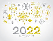 用金色的烟花祝2022年新年快乐