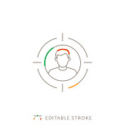 目标受众多色线图标与可编辑的Stroke