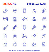 个人护理编辑笔画线图标系列