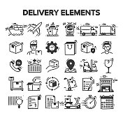交付元素相关手绘矢量涂鸦图标集 交付元素相关手绘矢量涂鸦图标集