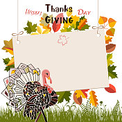 快乐的感恩节设计与横幅。