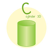 矢量插图圆柱三维字母C大写字母或大写字母的儿童学习练习ABC