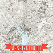 华盛顿，哥伦比亚特区矢量地图