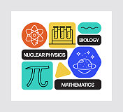 科学概念,线条风格矢量插图 科学概念,线条风格矢量插图