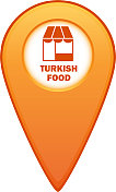 土耳其美食餐厅地图指针为GPS导航