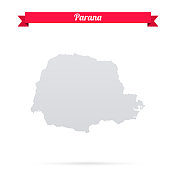 巴拉那地图在白色背景与红色横幅