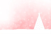闪闪发光的散焦圣诞矢量水平非常轻的褪色红色或粉红色的背景与白色三角形树在明亮的梦幻般的背景明星在顶部和闪闪发光的圆点
