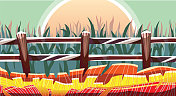 卡通玉米农场矢量插图背景