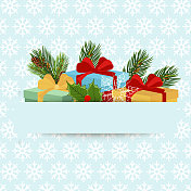 圣诞背景与礼物和常青树