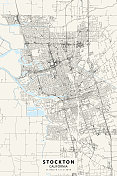 美国加利福尼亚斯托克顿矢量地图