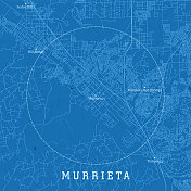穆里塔CA城市矢量道路地图蓝色文本