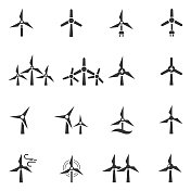 风力涡轮机图标组