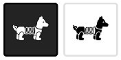 弹簧狗玩具图标上的黑色按钮与白色翻转