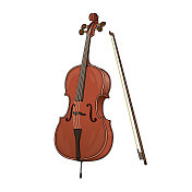 儿童活动的彩色矢量插图与大提琴乐器的图片涂色书页。
