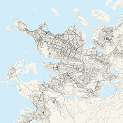 冰岛雷克雅未克矢量地图