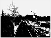 黑白木刻风格的街景