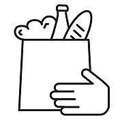 杂货配送细线图标设置-可编辑的描边 杂货配送细线图标设置-可编辑的描边