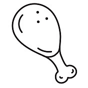 炸鸡细线图标设置,可编辑的描边 炸鸡细线图标设置,可编辑的描边