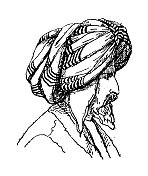 古董插图:阿富汗头巾