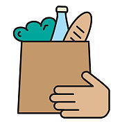 杂货配送细线图标设置-可编辑的描边 杂货配送细线图标设置-可编辑的描边