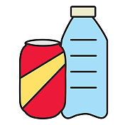 组合饮料细线图标设置可编辑的中风