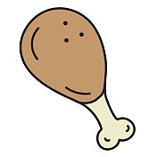 炸鸡细线图标设置，可编辑的描边