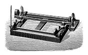 19世纪工业、技术和工艺的仿古插画:冶金钢轨刮擦