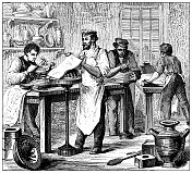 19世纪工业、技术和工艺的古董插图:瓷器和陶器 19世纪工业、技术和工艺的古董插图:瓷器和陶器