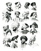 1841年世界各地流行的不同风格的头巾