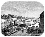 巴黎荣军院桥，1856年绘制