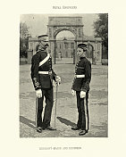 军士长和鼓手，英国皇家工兵，军服，19世纪维多利亚时代
