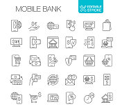 移动银行线图标可编辑的笔划 移动银行线图标可编辑的笔划