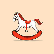 矢量手绘插图摇摆马。